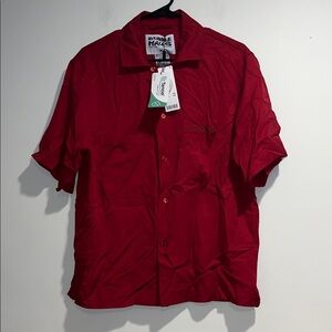 BOBBLEHAUS BH signature Tencel button up shirt in Chinese Red NWT